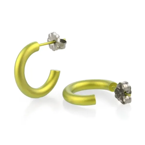 Small 12mm Yellow Round Hoop Earrings